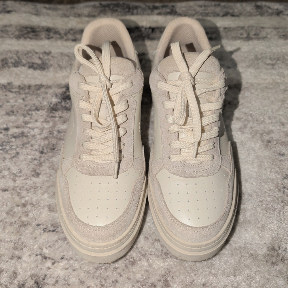 Maeve Anthropologie Court Sneakers EU 39 US 8–8.5 Cream Leather Suede low-top